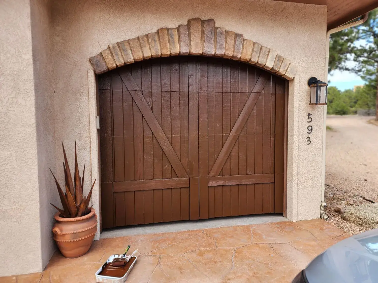 newly painted garage door